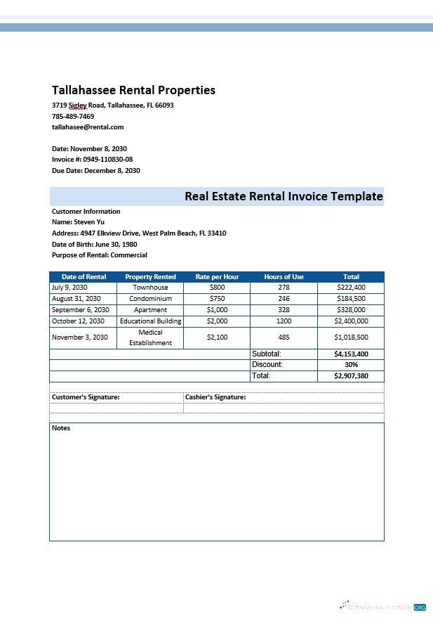 Download Real Estate Rental Invoice Template Photoshop template